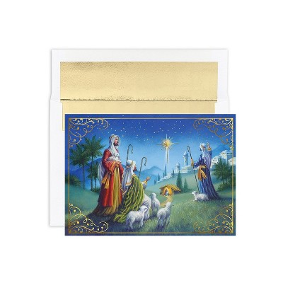 JAM Paper Christmas Cards & Matching Envelopes Set Shepherd's Watch 18/Pack 18034300A