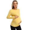BLUEMING Womens Maternity Shirts Long Sleeve Crew Neck Basic Tank Tops Side Buttons Pregnant Shirts - 4 of 4