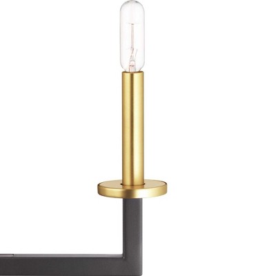Graphite and Satin Brass 6-Light Linear Chandelier