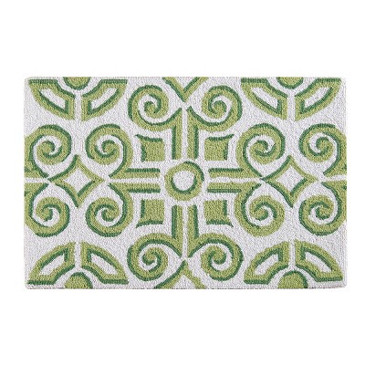 2'x3' Rectangle Hooked Geometric Accent Rug Green - C&F Home