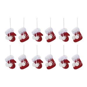 Stocking and Mitten Metal Ornament – Red White Cut Out Design – 4 in – Set of 12 – By Melrose - 1 of 4