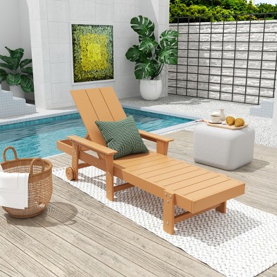 WestinTrends Ashore Modern Reclining Chaise Lounge With Arms & Wheels