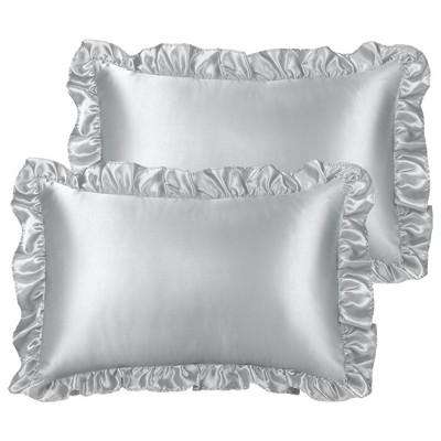 PiccoCasa Satin Retro Luxury Silky with Ruffle Envelope Closure Pillowcases 2 Pcs