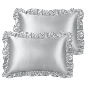 PiccoCasa Satin Retro Luxury Silky with Ruffle Envelope Closure Pillowcases 2 Pcs - 1 of 4