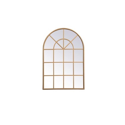 Elegant Lighting Metal windowpane mirror 28 inch in in x 41 inch in in Brass
