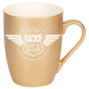 100 North United States of America 10 Ounce Vegas Gold Metallic Finish, Comfortably Fits Your Hands, New Bone China Coffee Tea Cup Mug, USA 1776 - 1 of 1
