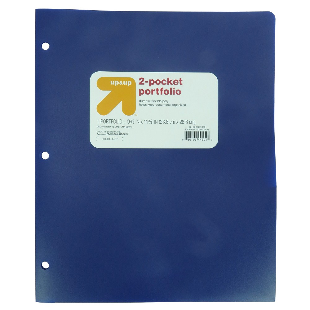 2 Pocket Plastic Folder Blue - Up&Up was $0.75 now $0.5 (33.0% off)