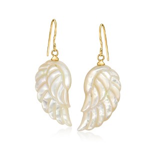Ross-Simons Mother-Of-Pearl Angel Wing Drop Earrings in 14kt Yellow Gold - 1 of 3