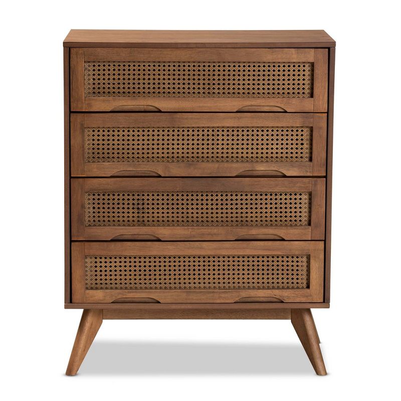 Barrett Wood and Synthetic Rattan 4 Drawer Chest Walnut Brown - Baxton Studio, 4 of 13