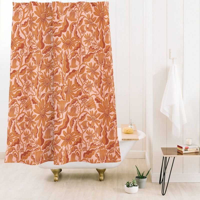 Sewzinski Monochrome Florals Heavy Shower Curtain Orange - Deny Designs, 3 of 5