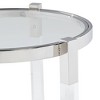 55 Downing Street Darla Modern Metal Round Accent Table 19" Wide Silver Glass Tabletop Clear Acrylic Frame for Living Room Bedroom Bedside Entryway - 3 of 4