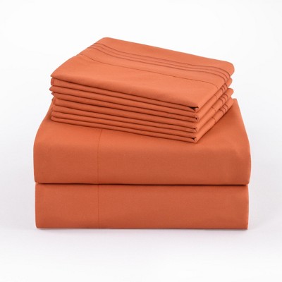 Marcielo 4/6 Pcs Soft Solid & Embroidery Bed Sheets Set