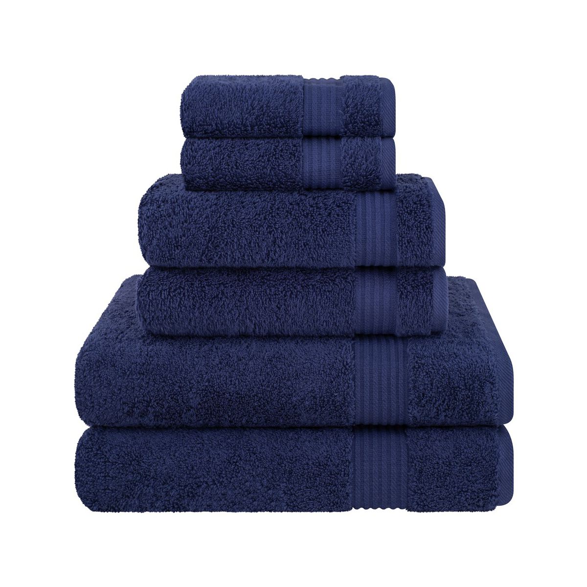 American Soft Linen Bekos 6 Piece Towel Set, 100% Cotton Bath Towel Set for Bathroom, Navy Blue
