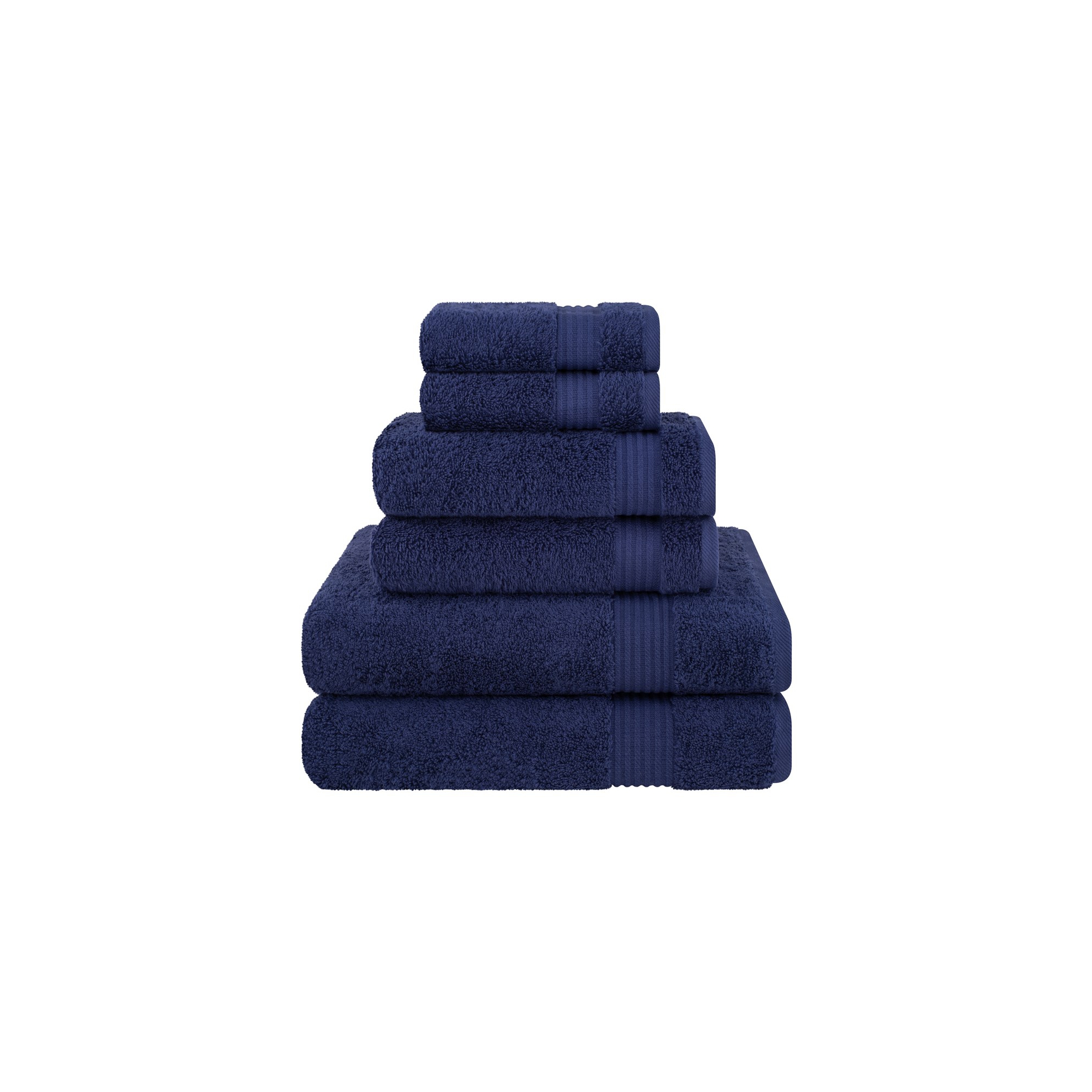 American Soft Linen Bekos 6 Piece Towel Set, 100% Cotton Bath Towel Set for Bathroom, Navy Blue