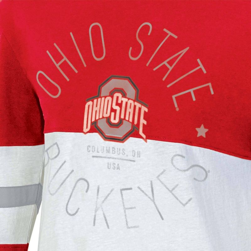 NCAA Ohio State Buckeyes Women&#39;s Long Sleeve Color Block T-Shirt, 3 of 4