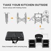Resenkos Gray Aluminum Camping Kitchen, Portable Folding Camping Table with Fabric Cupboards, Windshield and Bag for BBQ, Picnic - 4 of 4
