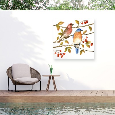 "Birds And Berries Iv" Outdoor Canvas