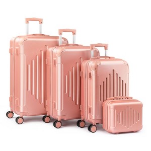 Karl Home 4 Piece Set ABS Trolley Cases Iron Trolley Rod Pink - 1 of 2