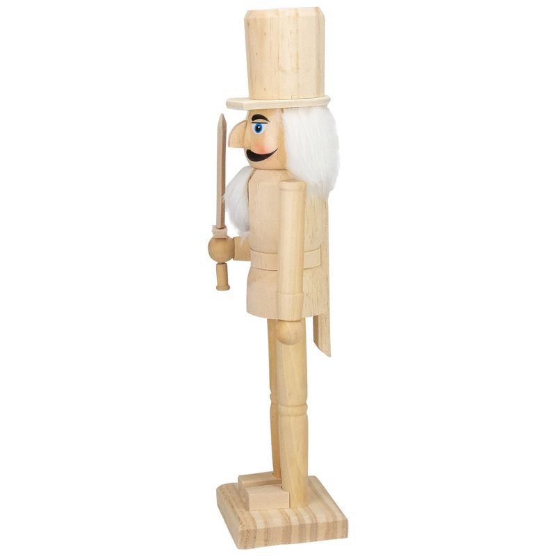 Northlight 15" Unfinished Paintable Wooden Christmas Nutcracker with Sword, 3 of 6