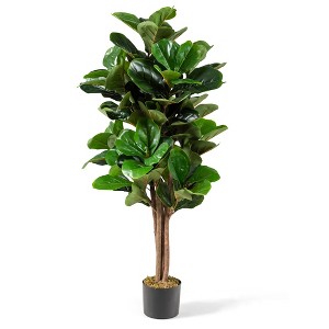 Costway 4ft Artificial Fiddle Leaf Fig Tree Indoor Outdoor Office Decorative Planter - 1 of 4