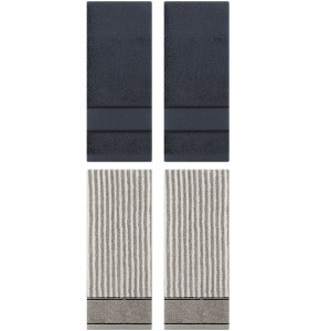 REGALWOVEN 4 Pcs Bathroom Decorative Cotton Soft Absorbent Sold Striped Hand Towel - 1 of 4