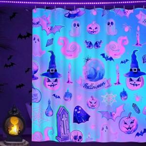 LunaLulinlk Blacklight Halloween Shower Curtain - 1 of 4
