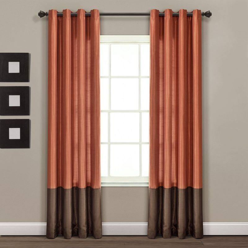 Home Boutique Prima Brown/Rust Window Curtain -54 x 84 - 2 Panel Set, 1 of 2