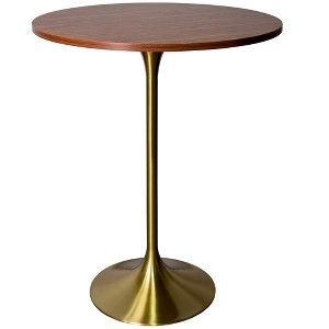 Leisuremod Verve 27" Round Bar Height Dining Table - MDF Wood Top with Brushed Gold Pedestal Base Counter Height Table for Kitchen, Home, and Pub - 1 of 4