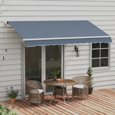 Charcoal Gray 12' x 10' Retractable Patio Awning with Aluminum Frame