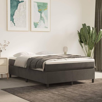 vidaXL Modern Velvet Box Spring Bed Frame, Dark Gray, Queen Sized