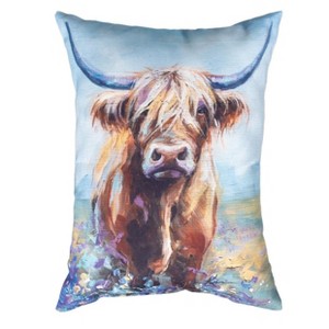 Highland Cow Design Pillow 13x18 Inch Climaweave by Manual Woodworkers and Weavers - 1 of 3