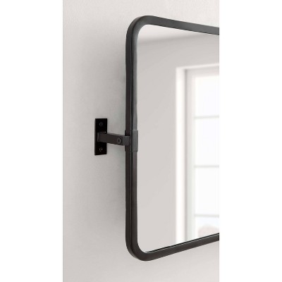 Elijah 33.5'' Black Iron Rectangular Pivot Wall Mirror