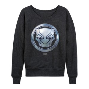 Women's - Marvel - Black Panther Circle Logo Lightweight French Terry Wide Neck Long Sleeve Shirt - 1 of 4