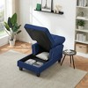 Corduroy Upholstered Indoor Sleeper Chaise Lounge Chair Bed with Storage, High-Density Foam, Throw Pillow and Rivet Detailing - 3 of 4