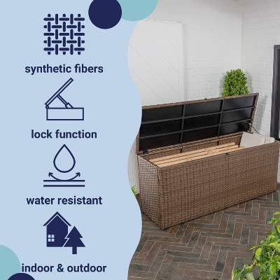 Nino 47.24" Brown Faux Wicker Lockable Deck Box
