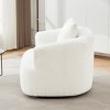 Modern Beige Upholstered 38.2" Swivel Accent Chair with Rounded Arms and Pillow for Living Room or Office Seating-Maison Boucle - 3 of 4