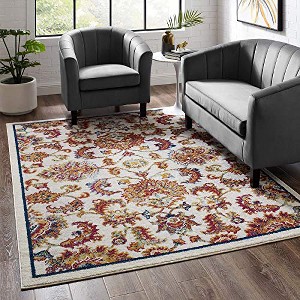Modway Entourage Azami Distressed Vintage Floral Lattice 5x8 Area Rug - 1 of 4
