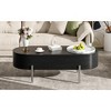TIRAMISUBEST Lift Top Coffee Table with 360-degree Marble-patterned Rotating Tray, Hidden Compartment, Center Table, Modern Oval Lift Tabletop - 4 of 4