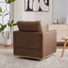 Kumasinova 360° Swivel Chair, Square Accent Chair, Chenille Upholstered Lounge Armchair/Club Chair, Weathered Wooden Base, Removable Back Pillow - 3 of 4