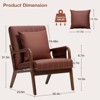 Hommpa Mid-century Accent Chair Ergonomic Leather Armchair with Wood Frame & Lumbar Pillow Brown - 2 of 4