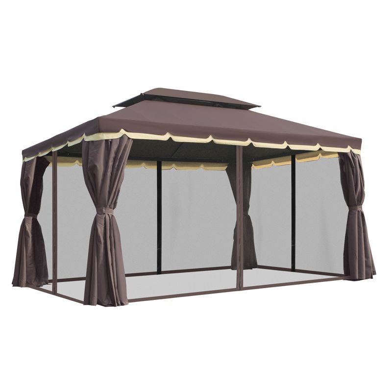 Outsunny 10' x 13' Soft Top Outdoor Patio Gazebo with Polyester Curtains & Air Netting Venting Screens & Aluminum Frame, 5 of 11