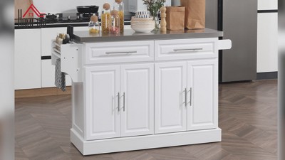 Gray Stainless Steel Top Kitchen Cart with Spice Rack