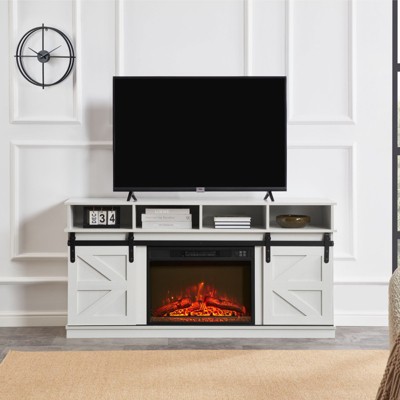 GlasFlength TV Stands and Consoles Modern Minimalist TV Stand with Open Storage for Living Room White,58”*15.5”*29.4"