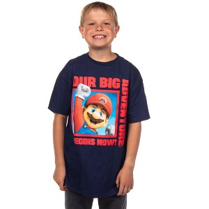 Seven Times Six Super Mario Bros. Movie Boys' Our Adventure Begins Now Graphic Print T-Shirt Blue - 1 of 4