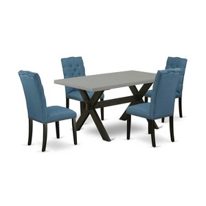 5-Piece Natural Oak Finish Solid Wood Top Dining table with 4 Chairs with - 1 of 4