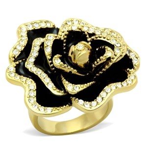Slickblue Luxury Brass Ring with Clear Crystal, IP Gold Finish for Women - Fashionable Rhinestone Ring, Size 5-10 - 1 of 4