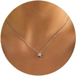 Dainty Bar & Disc Necklace for Women, Gold or Silver Elegant Fashion Jewelry - 1 of 4