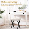 Aoibox Ottoman Foot Stool, Square Linen X-Leg Foot Rest Ottoman Makeup Stool, Small Stool Chair for Vanity, Modern Padded Seat for Makeup Room, etc. - 3 of 4