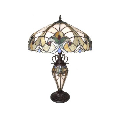 Victorian Elegance Double-Lit Stained Glass Table Lamp for Nursery