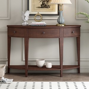 LOVMOR U-Style Modern Curved Console Table Sofa Table with 3 drawers and 1 Shelf for Hallway, Entryway, Living Room - 1 of 4